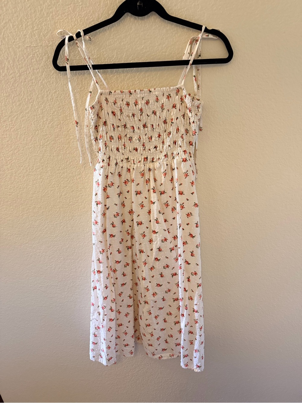 Forever 21 White Floral Smocked Tie-Strap Jumpsuit